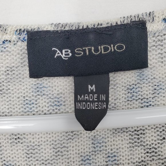 AB Studio Faux Layered Sweater White Blue Medium - Picture 7 of 9